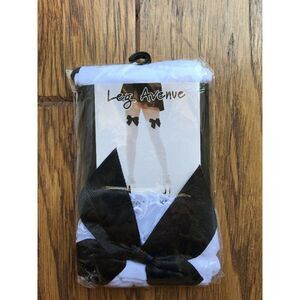 NEW Leg Avenue White and Black Stockings with Ruffle